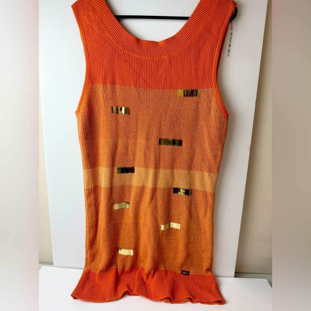 Apple‎ Bottoms Unique Knit Dress Lurex Sequin Orange Size XL